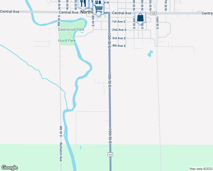 map of restaurants, bars, coffee shops, grocery stores, and more near 902 Clover Court in Northwood
