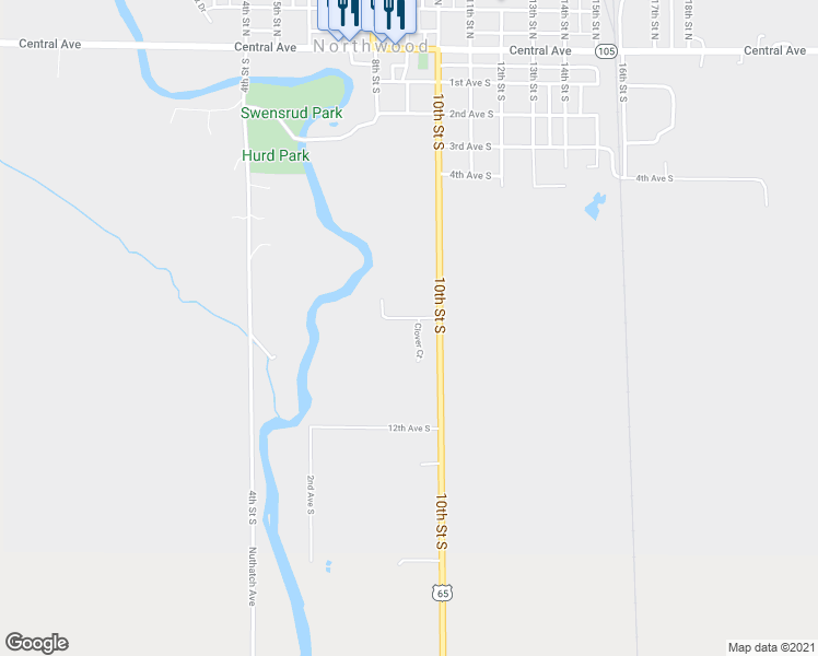 map of restaurants, bars, coffee shops, grocery stores, and more near 902 Clover Court in Northwood