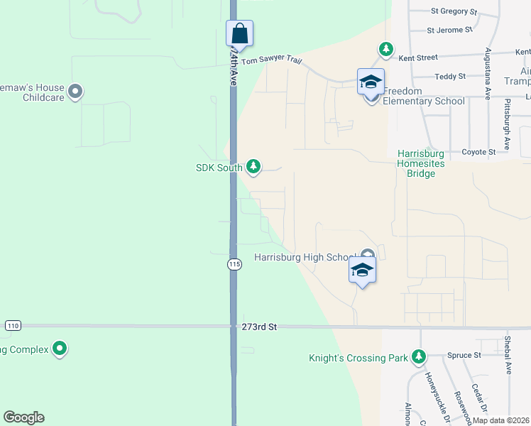 map of restaurants, bars, coffee shops, grocery stores, and more near 315 Tiger Way in Harrisburg
