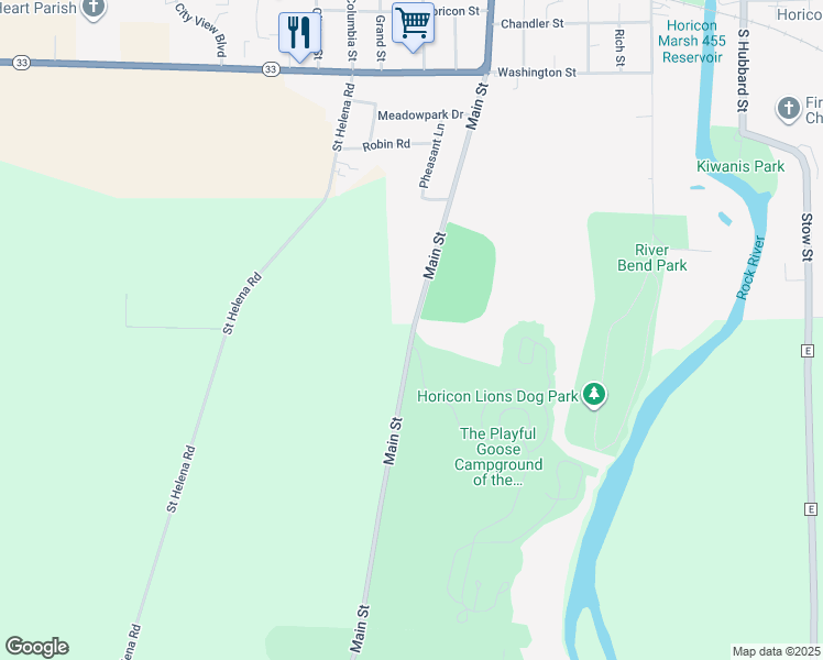 map of restaurants, bars, coffee shops, grocery stores, and more near 1918-1954 Main Street in Horicon