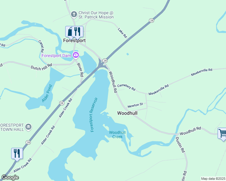 map of restaurants, bars, coffee shops, grocery stores, and more near 12052-12098 County Road 72 in Oneida