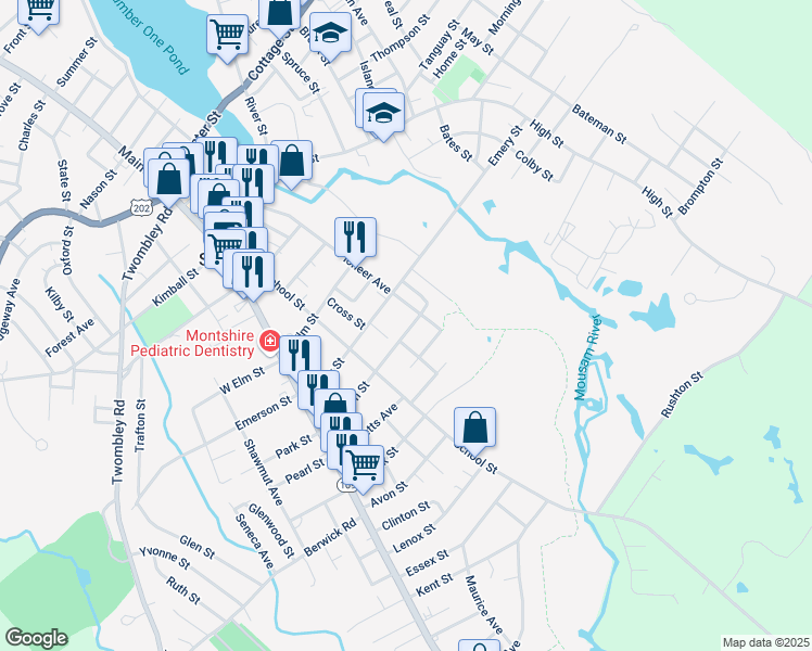 map of restaurants, bars, coffee shops, grocery stores, and more near 118 Jackson Street in Sanford