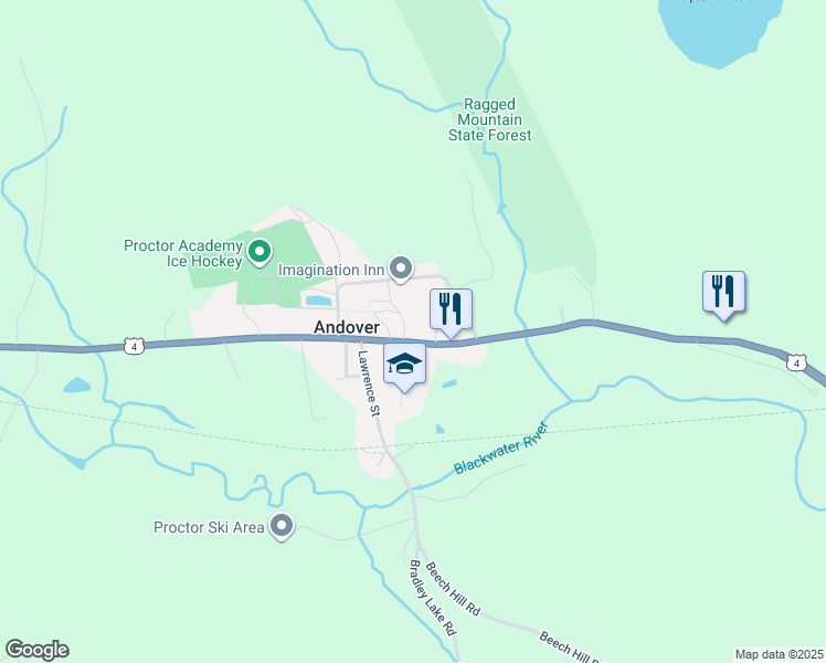 map of restaurants, bars, coffee shops, grocery stores, and more near 184 Main Street in Andover