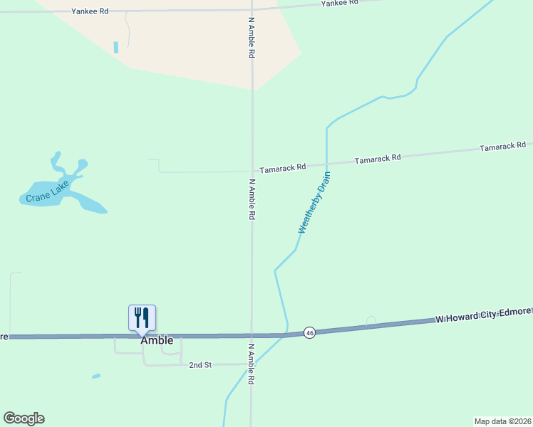 map of restaurants, bars, coffee shops, grocery stores, and more near 9872 North Amble Road in Howard City