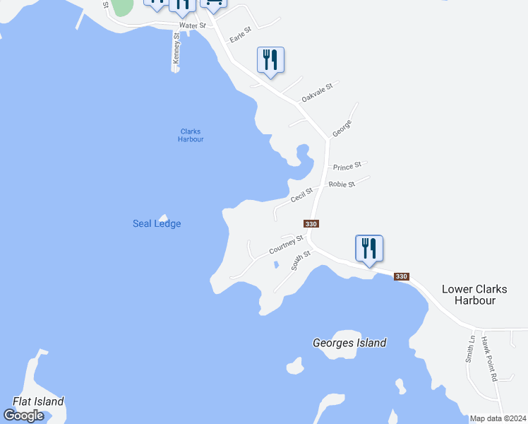 map of restaurants, bars, coffee shops, grocery stores, and more near 52 Cecil Street in Clark's Harbour