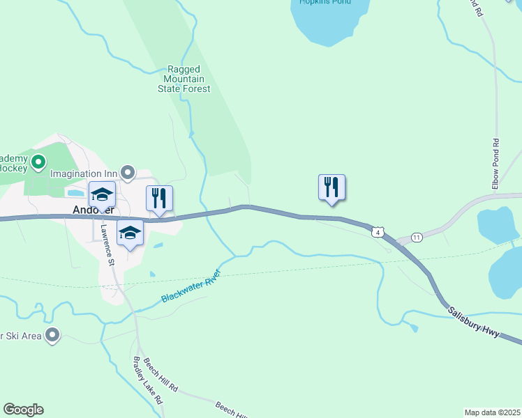 map of restaurants, bars, coffee shops, grocery stores, and more near 85 Main Street in Andover