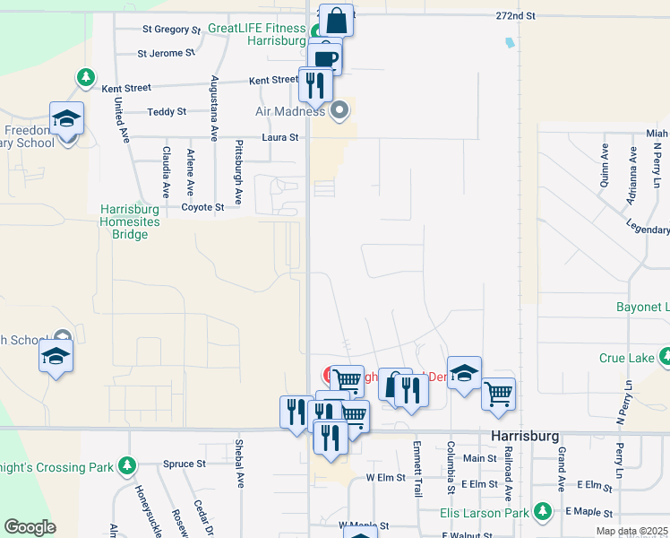 map of restaurants, bars, coffee shops, grocery stores, and more near 264 Devitt Drive in Harrisburg