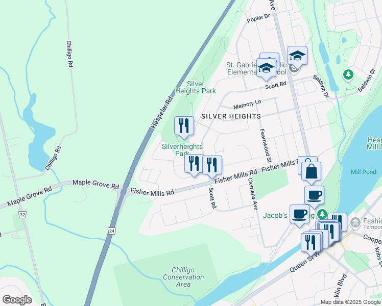 map of restaurants, bars, coffee shops, grocery stores, and more near 117 Nickolas Crescent in Cambridge
