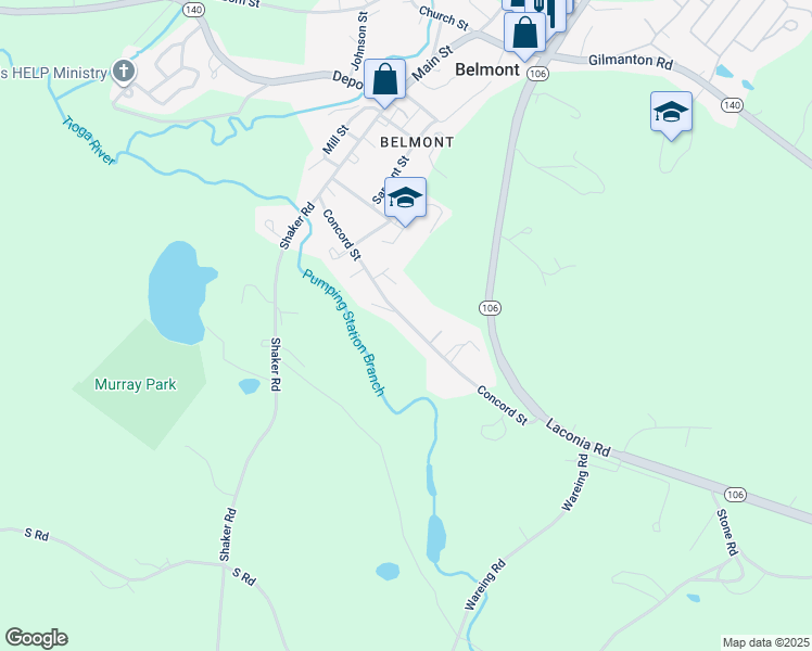 map of restaurants, bars, coffee shops, grocery stores, and more near 63 Concord Street in Belmont