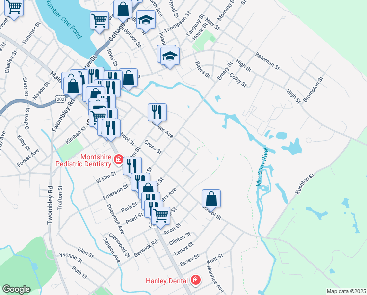 map of restaurants, bars, coffee shops, grocery stores, and more near 118 Jackson Street in Sanford