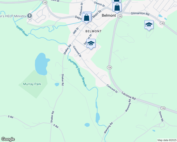 map of restaurants, bars, coffee shops, grocery stores, and more near 63 Concord Street in Belmont