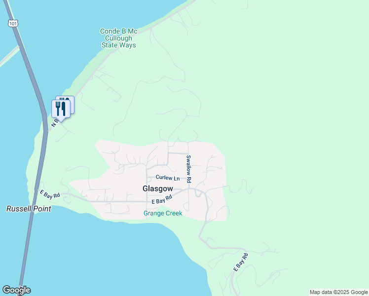map of restaurants, bars, coffee shops, grocery stores, and more near 66706 Swallow Road in North Bend