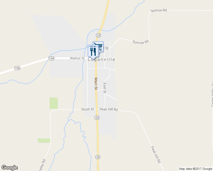 map of restaurants, bars, coffee shops, grocery stores, and more near 375 East Street in Loganville