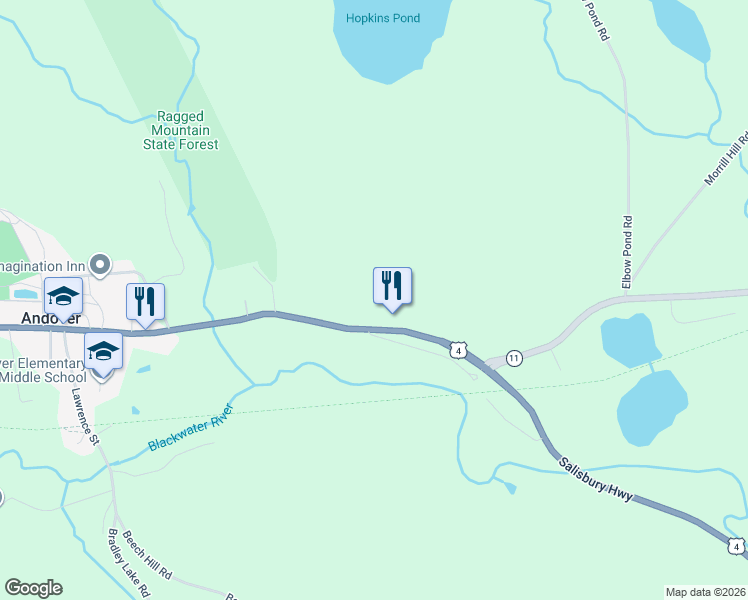 map of restaurants, bars, coffee shops, grocery stores, and more near 58 Main Street in Andover