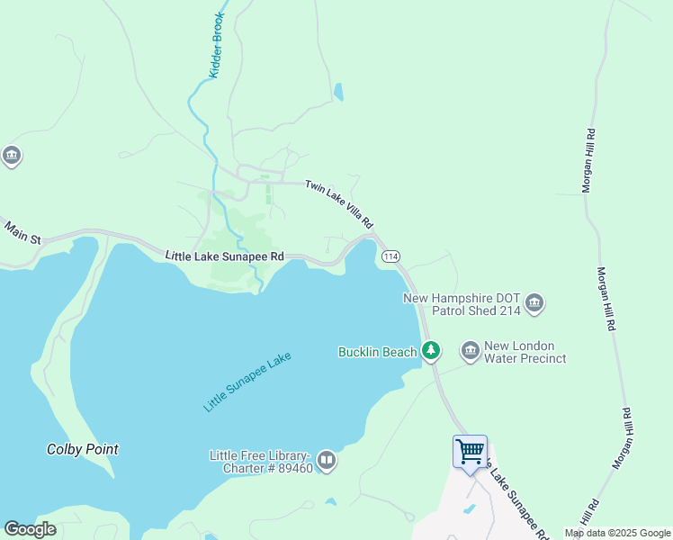 map of restaurants, bars, coffee shops, grocery stores, and more near 885 Little Sunapee Road in New London
