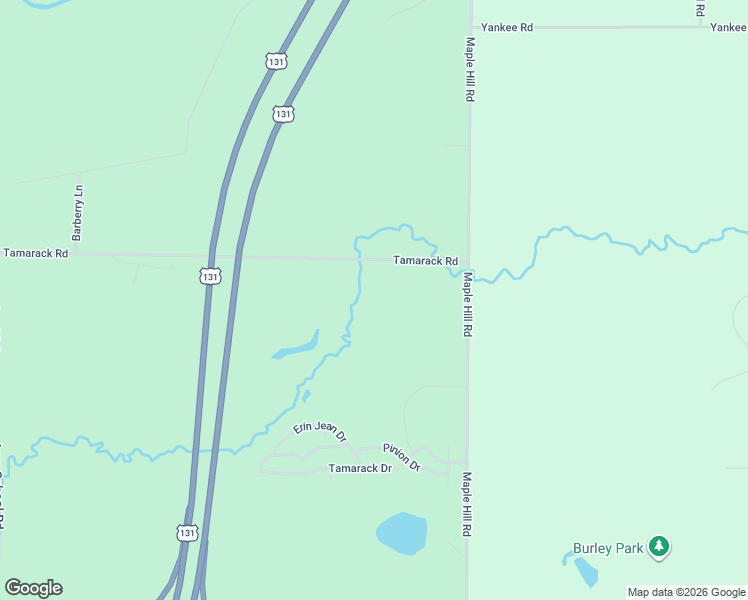 map of restaurants, bars, coffee shops, grocery stores, and more near 20421 Tamarack Road in Howard City