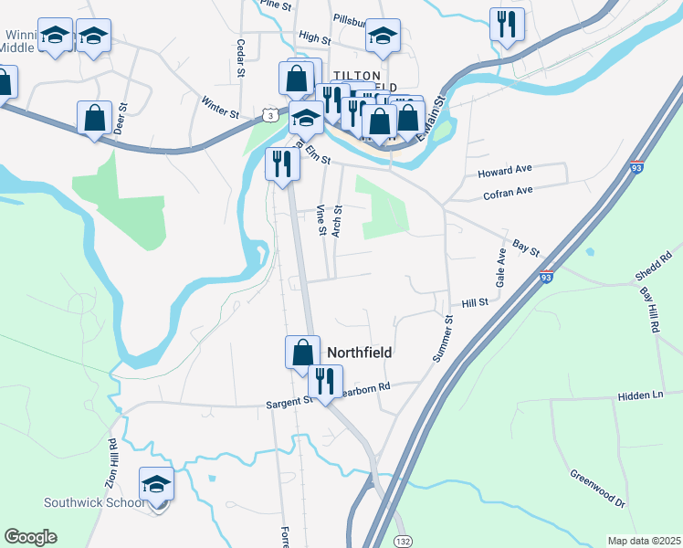 map of restaurants, bars, coffee shops, grocery stores, and more near 5 Watson Street in Northfield
