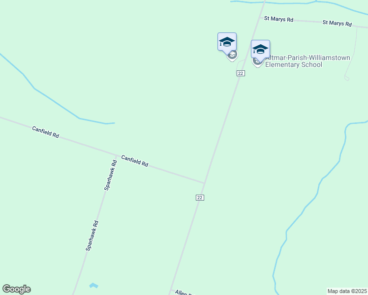 map of restaurants, bars, coffee shops, grocery stores, and more near 30-32 Canfield Road in Parish