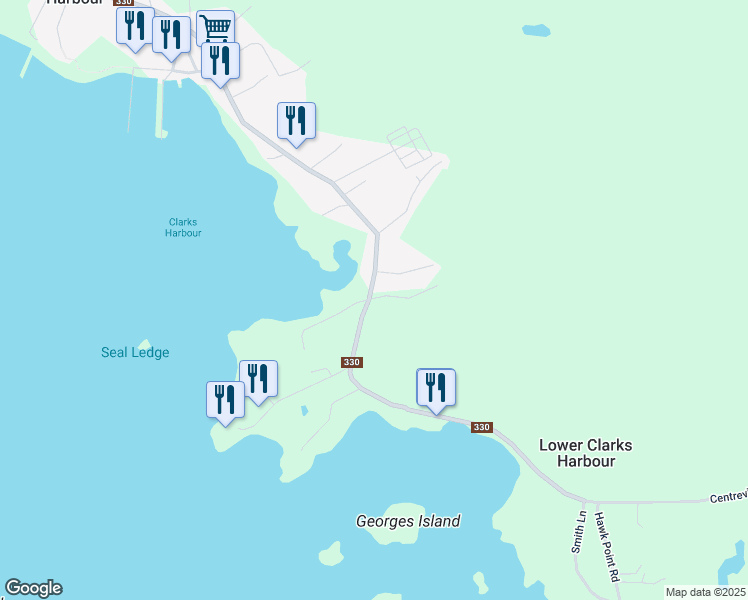 map of restaurants, bars, coffee shops, grocery stores, and more near 2961 Main Street in Clark's Harbour