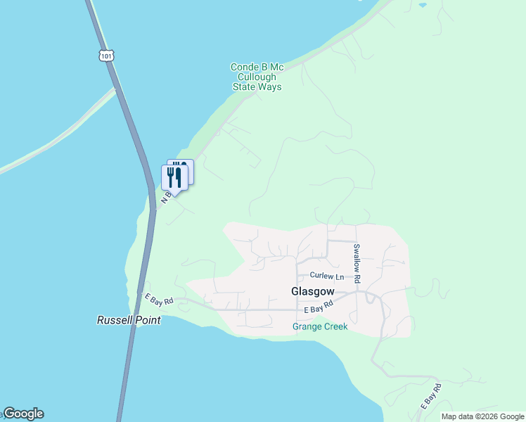 map of restaurants, bars, coffee shops, grocery stores, and more near 93491 West Eagle Lane in North Bend