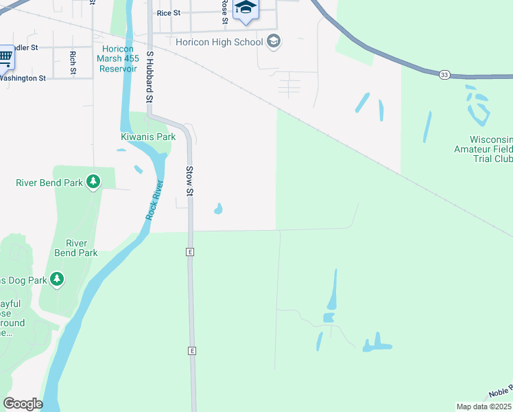 map of restaurants, bars, coffee shops, grocery stores, and more near N6700 Dexter Road in Horicon
