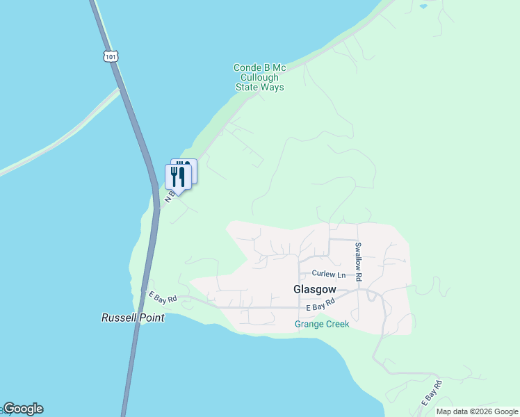 map of restaurants, bars, coffee shops, grocery stores, and more near 93491 West Eagle Lane in North Bend