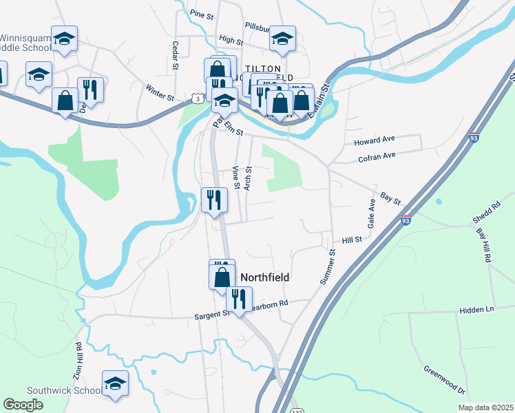 map of restaurants, bars, coffee shops, grocery stores, and more near 5 Watson Street in Northfield