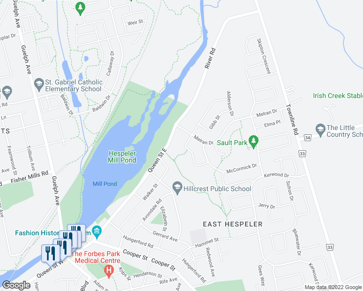 map of restaurants, bars, coffee shops, grocery stores, and more near 128 Endeavour Drive in Cambridge