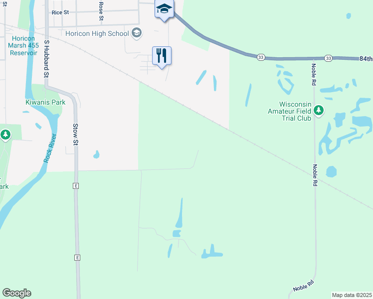 map of restaurants, bars, coffee shops, grocery stores, and more near N6700 Dexter Road in Horicon