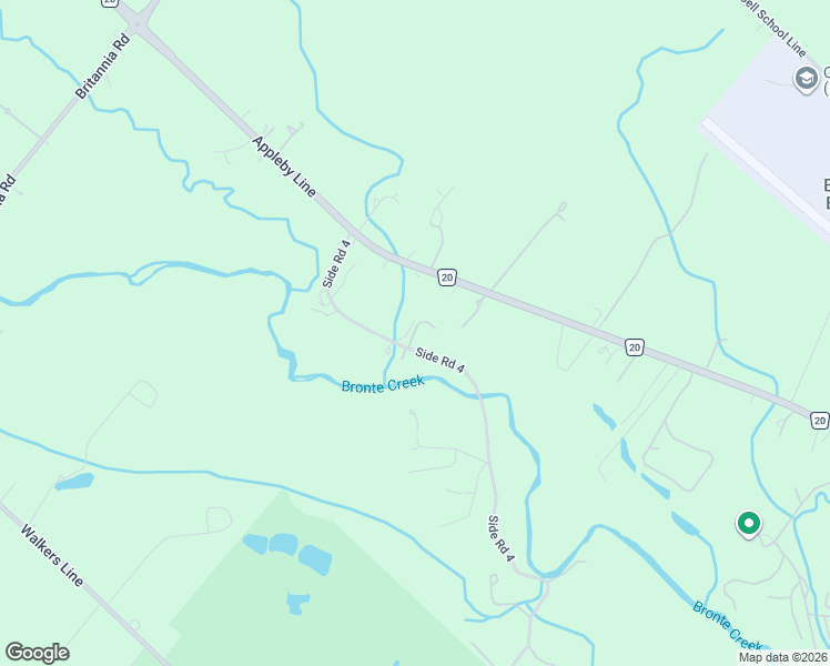 map of restaurants, bars, coffee shops, grocery stores, and more near 4480 Side Road 4 in Burlington