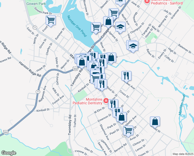 map of restaurants, bars, coffee shops, grocery stores, and more near in Sanford