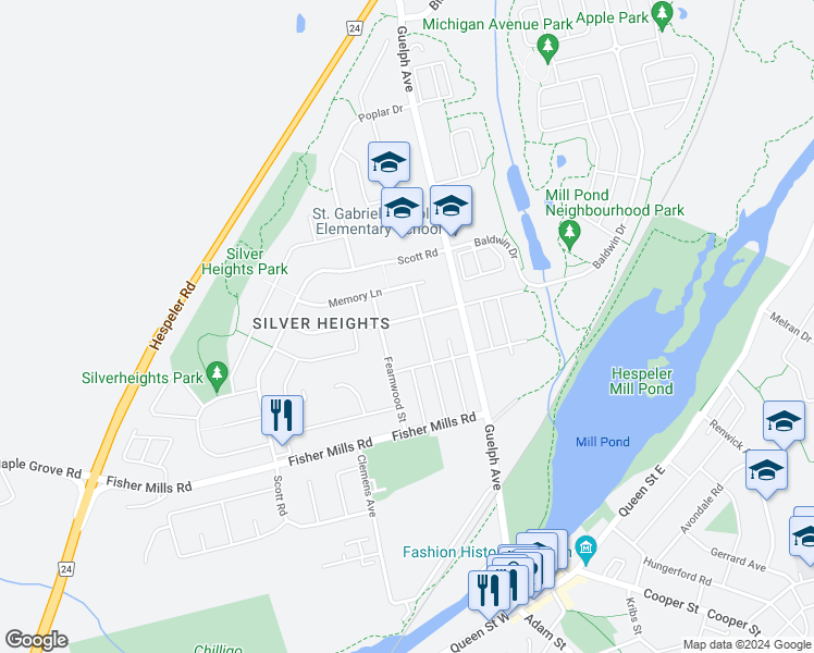 map of restaurants, bars, coffee shops, grocery stores, and more near 44 Milton Avenue West in Cambridge
