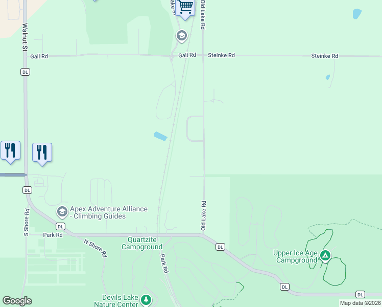 map of restaurants, bars, coffee shops, grocery stores, and more near S5651 Granite Lane in Baraboo