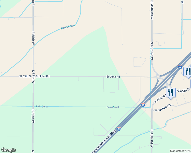 map of restaurants, bars, coffee shops, grocery stores, and more near Saint John Road in Bonneville County
