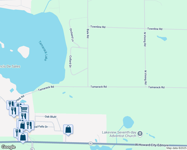 map of restaurants, bars, coffee shops, grocery stores, and more near 10250 Bale Road in Lakeview