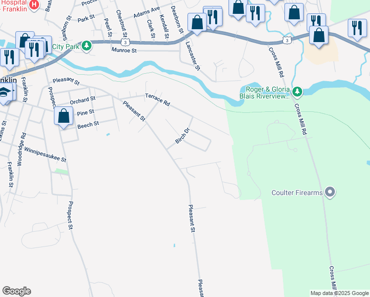 map of restaurants, bars, coffee shops, grocery stores, and more near 25 Cricket Hill Way in Franklin