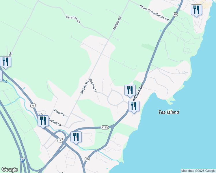 map of restaurants, bars, coffee shops, grocery stores, and more near 7 Brook Dr in Lake George