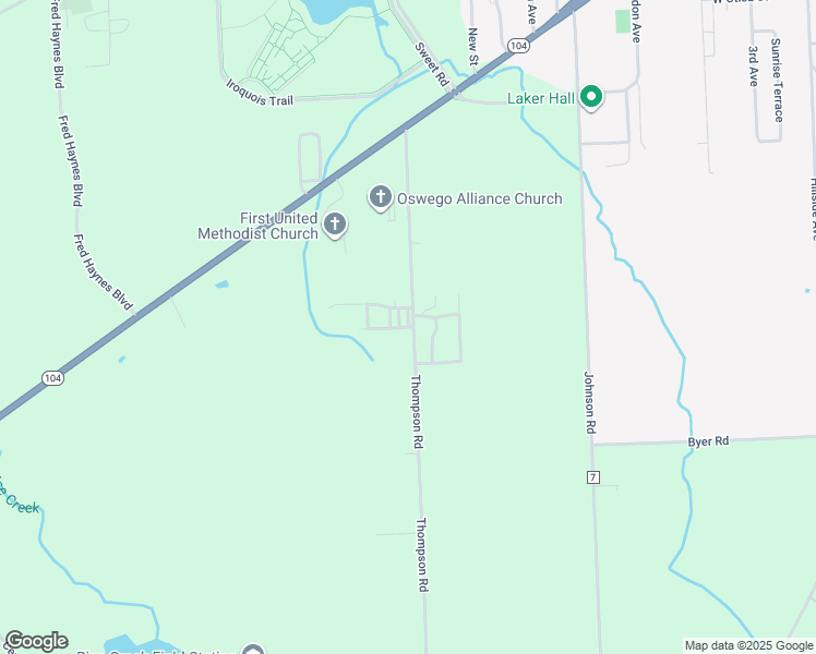map of restaurants, bars, coffee shops, grocery stores, and more near 318-37 Thompson Road in Oswego