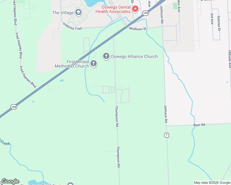 map of restaurants, bars, coffee shops, grocery stores, and more near 337 Thompson Road in Oswego