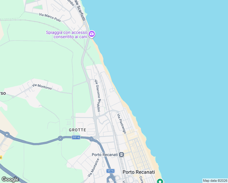 map of restaurants, bars, coffee shops, grocery stores, and more near 62 Piazza della Marina in Porto Recanati