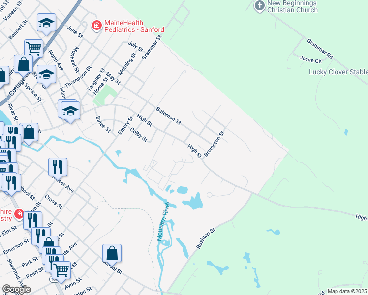map of restaurants, bars, coffee shops, grocery stores, and more near 161 High Street in Sanford