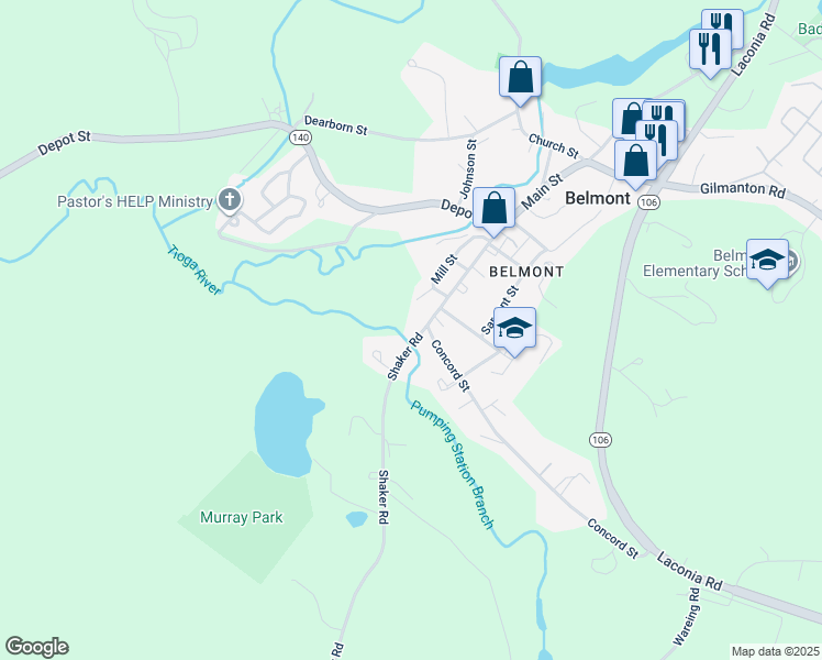 map of restaurants, bars, coffee shops, grocery stores, and more near 6 Lawrence Court in Belmont