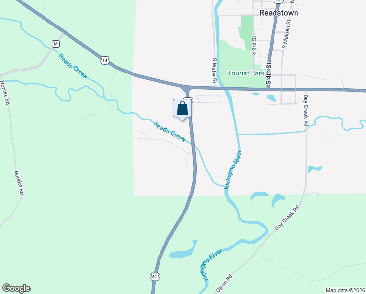 map of restaurants, bars, coffee shops, grocery stores, and more near S8019 U.S. 61 in Readstown