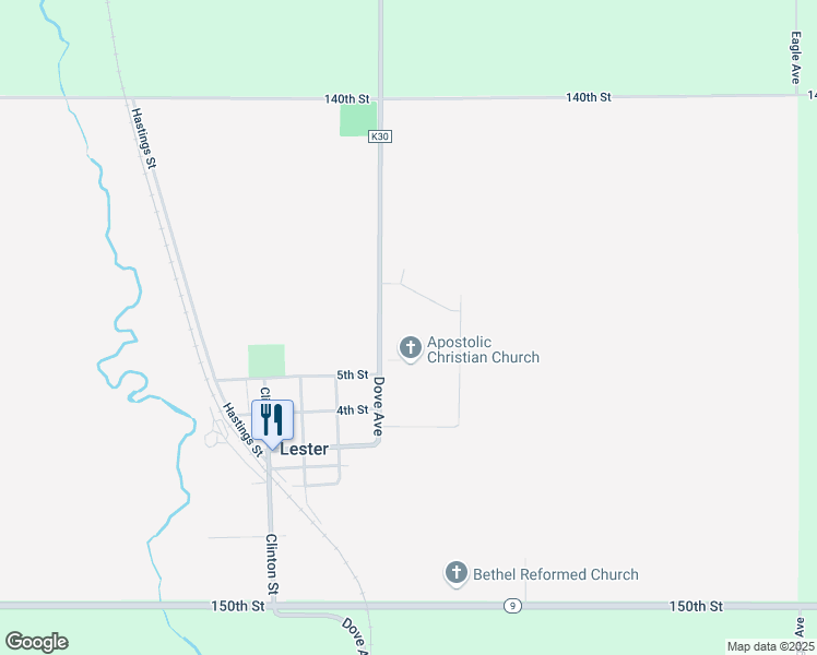 map of restaurants, bars, coffee shops, grocery stores, and more near 802-808 Dove Avenue in Lester
