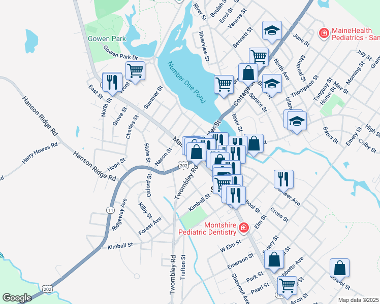 map of restaurants, bars, coffee shops, grocery stores, and more near 870 Main St in Sanford
