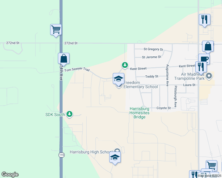 map of restaurants, bars, coffee shops, grocery stores, and more near 1233 Tom Sawyer Trail in Harrisburg
