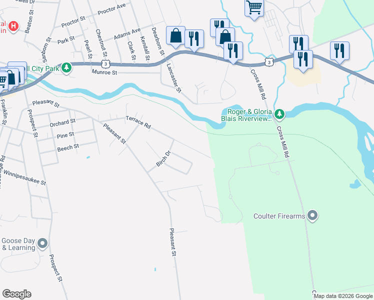 map of restaurants, bars, coffee shops, grocery stores, and more near 121 Terrace Road in Franklin