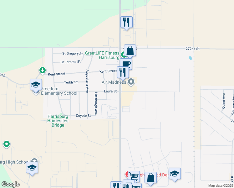 map of restaurants, bars, coffee shops, grocery stores, and more near 401 Laura Street in Harrisburg