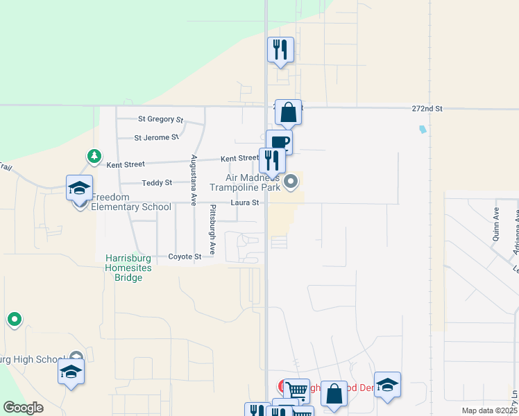 map of restaurants, bars, coffee shops, grocery stores, and more near 401 Laura Street in Harrisburg