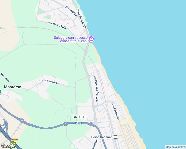 map of restaurants, bars, coffee shops, grocery stores, and more near 127 Via Giacomo Brodolini in Porto Recanati